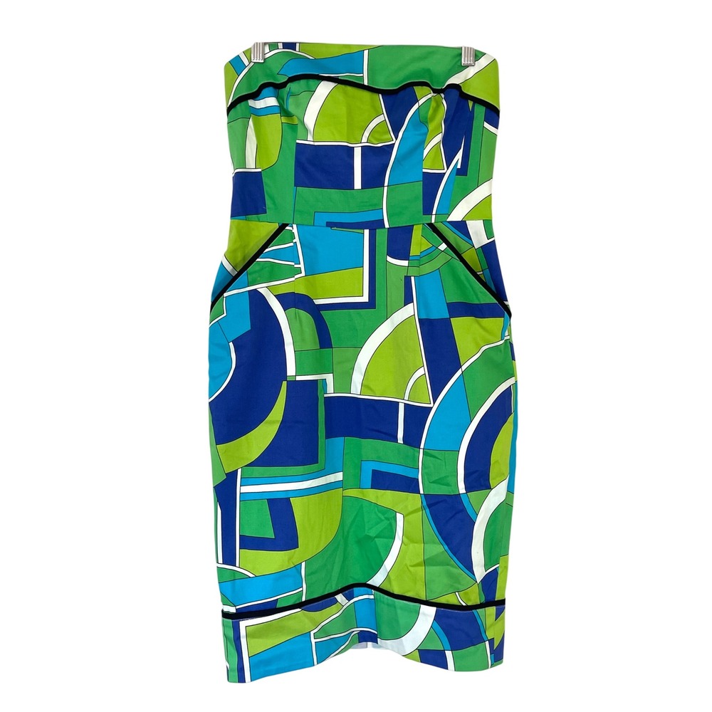 Maggy London NWT $118 Geometric Print Strapless Sheath Dress Women Size 6